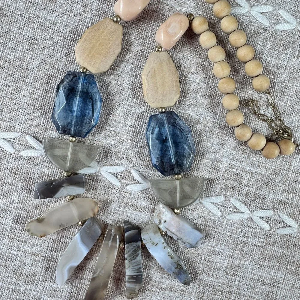 Golden Stella Stone Bars & Wood Beads
